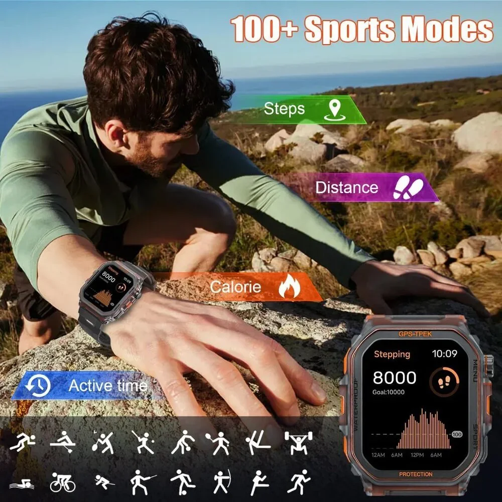 Smart Watches for Men - Military Smart Watch for Men, Fitness Watch Waterproof I